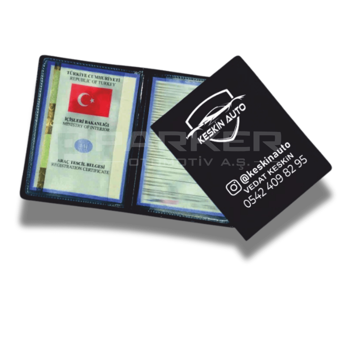 deri ruhsat kabi goresli baskılı parker